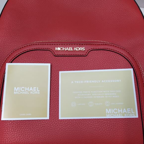 Michael Kors Jaycee Pebbled Red Leather Zipper Top Handle Large Backpack - NWT main image 11